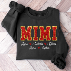 Lofaris Mimi Glitter Custom Name Grandma Gift Sweatshirt