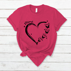 Lofaris Mimi Grandkids Hearts Butterfly Mothers Day T-Shirt