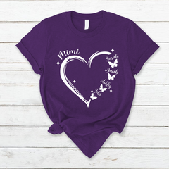 Lofaris Mimi Grandkids Hearts Butterfly Mothers Day T-Shirt