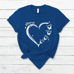 Lofaris Mimi Grandkids Hearts Butterfly Mothers Day T-Shirt