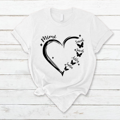 Lofaris Mimi Grandkids Hearts Butterfly Mothers Day T-Shirt