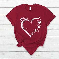 Lofaris Mimi Grandkids Hearts Butterfly Mothers Day T-Shirt