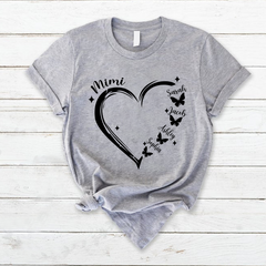 Lofaris Mimi Grandkids Hearts Butterfly Mothers Day T-Shirt