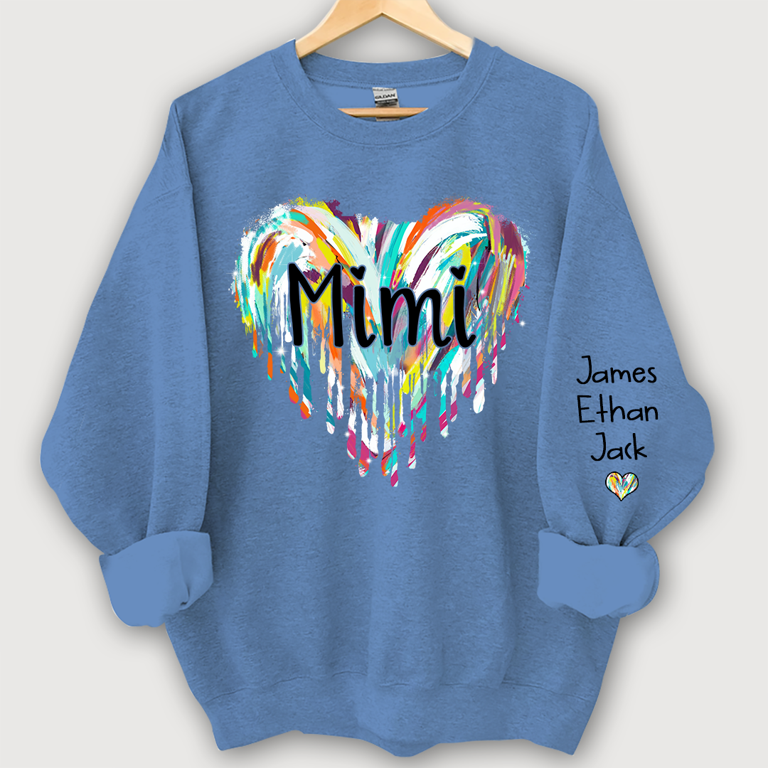 Lofaris Mimi Hearts Fall Autumn Color Clipart Grandkids Name Sweatshirt