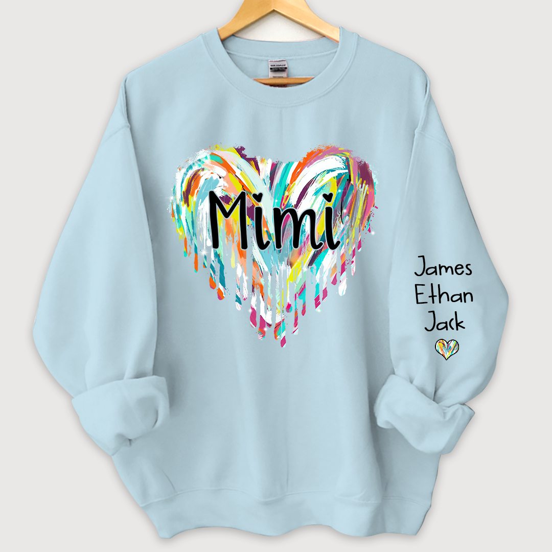 Lofaris Mimi Hearts Fall Autumn Color Clipart Grandkids Name Sweatshirt