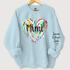 Lofaris Mimi Hearts Fall Autumn Color Clipart Grandkids Name Sweatshirt