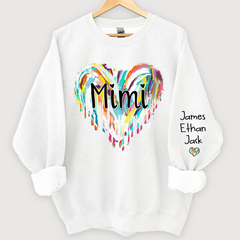 Lofaris Mimi Hearts Fall Autumn Color Clipart Grandkids Name Sweatshirt