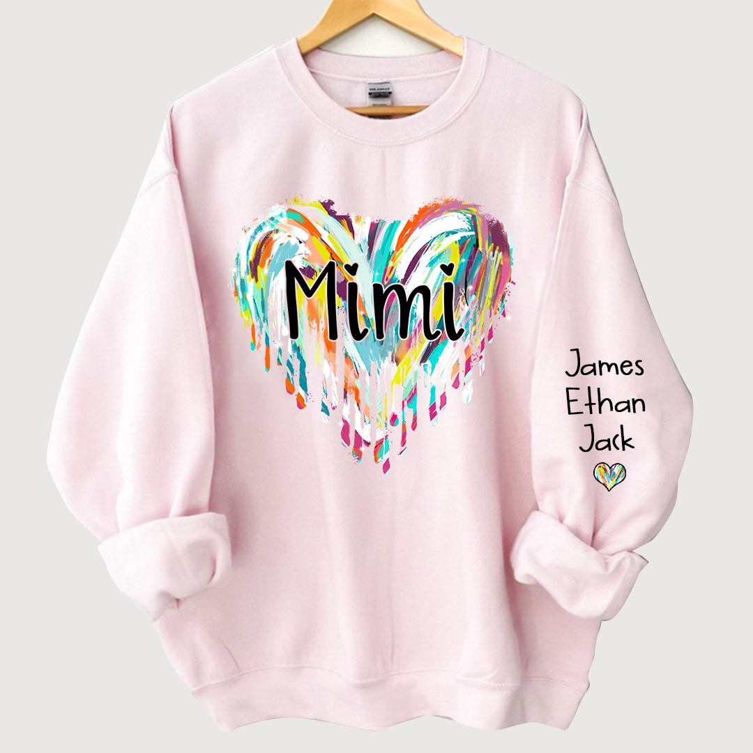 Lofaris Mimi Hearts Fall Autumn Color Clipart Grandkids Name Sweatshirt