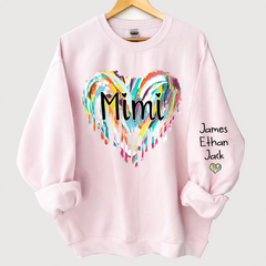 Lofaris Mimi Hearts Fall Autumn Color Clipart Grandkids Name Sweatshirt