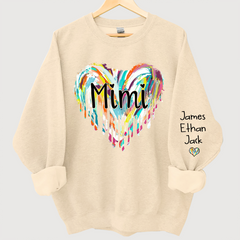 Lofaris Mimi Hearts Fall Autumn Color Clipart Grandkids Name Sweatshirt