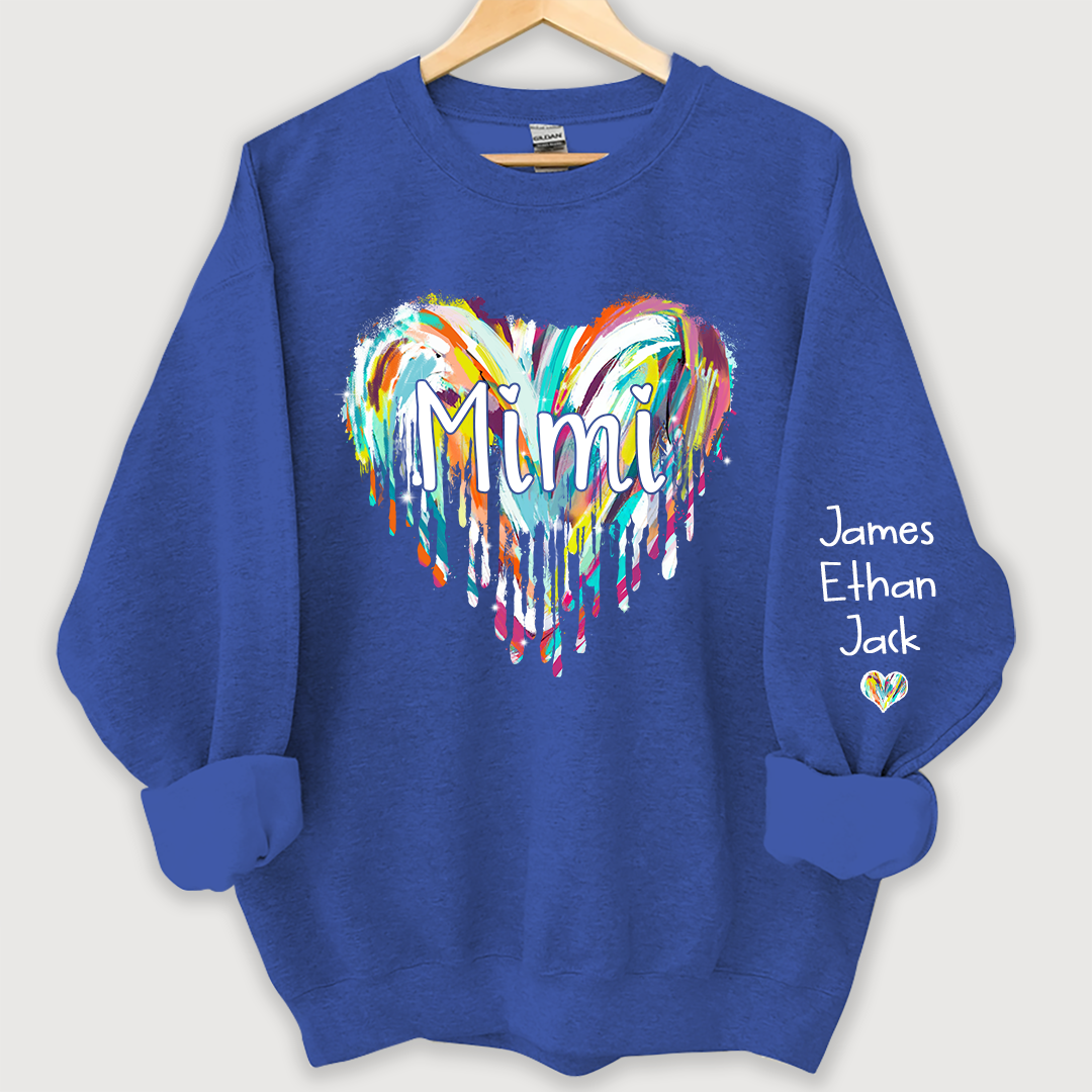Lofaris Mimi Hearts Fall Autumn Color Clipart Grandkids Name Sweatshirt