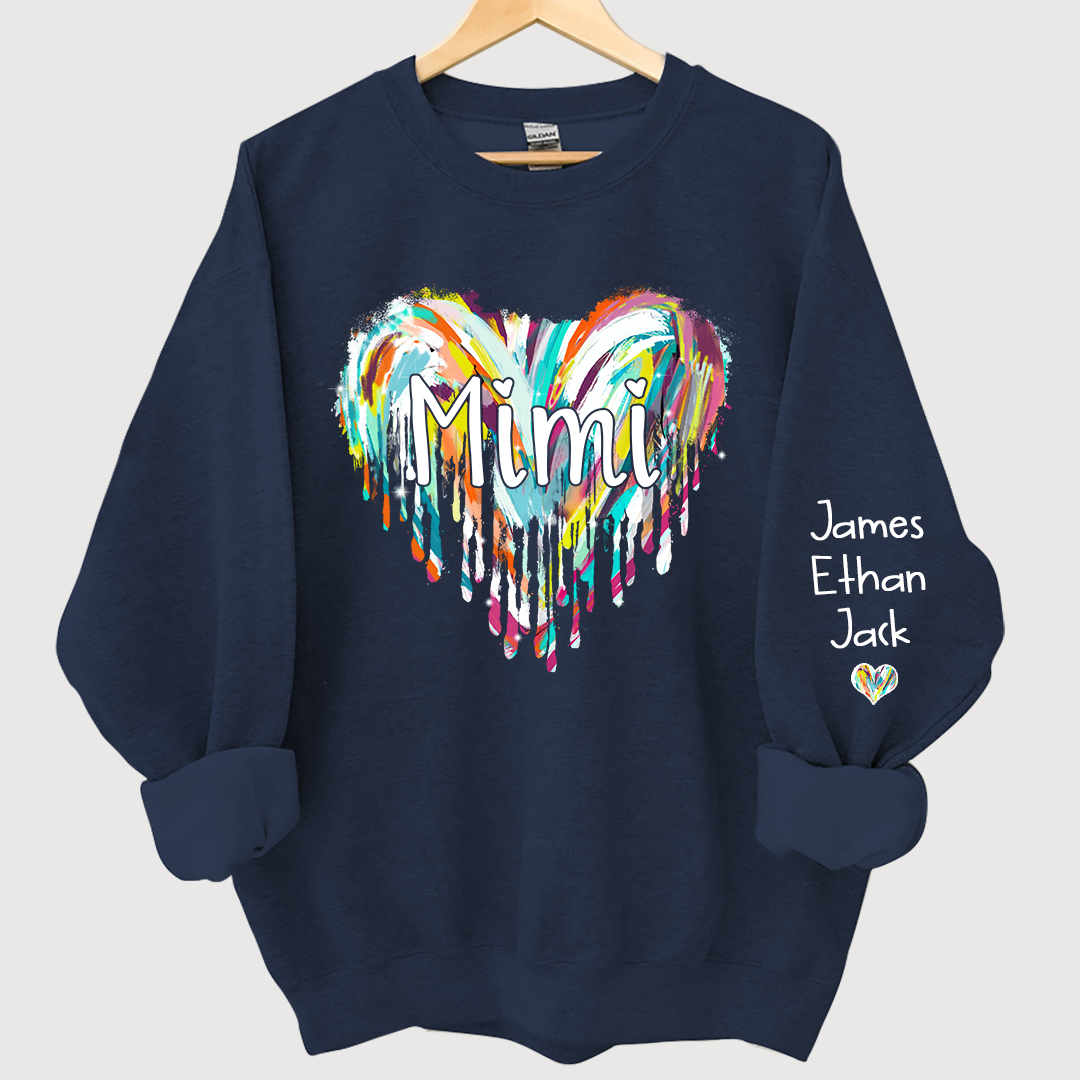 Lofaris Mimi Hearts Fall Autumn Color Clipart Grandkids Name Sweatshirt