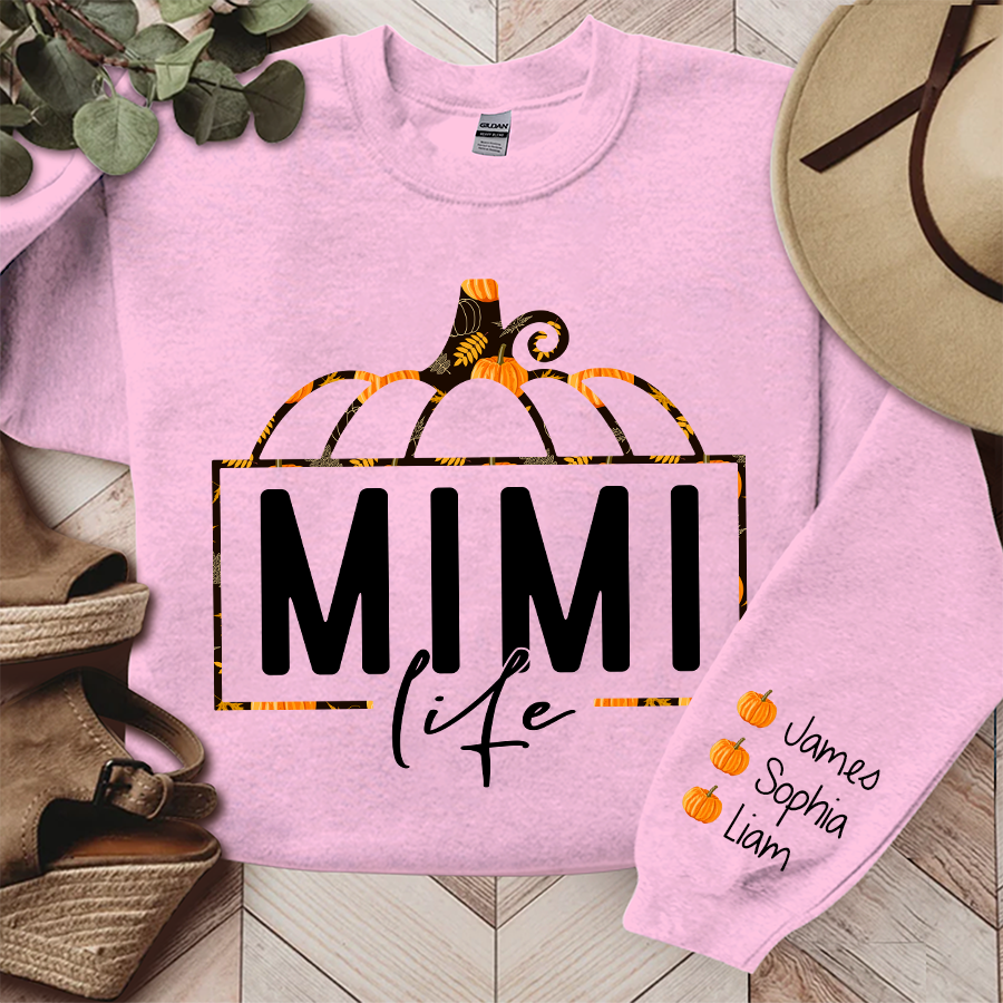 Lofaris Mimi Life Pumpkin Fall Autumn Sweatshirt Custom & Kids Grandma Gift TH
