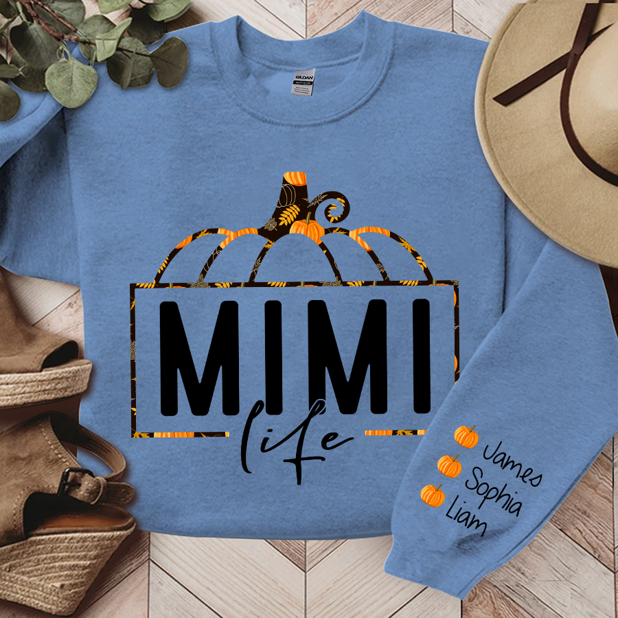 Lofaris Mimi Life Pumpkin Fall Autumn Sweatshirt Custom & Kids Grandma Gift TH