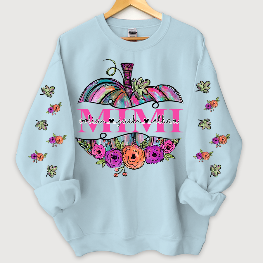 Lofaris Mimi Painted Pumpkin Floral Autumn Custom Sweatshirt