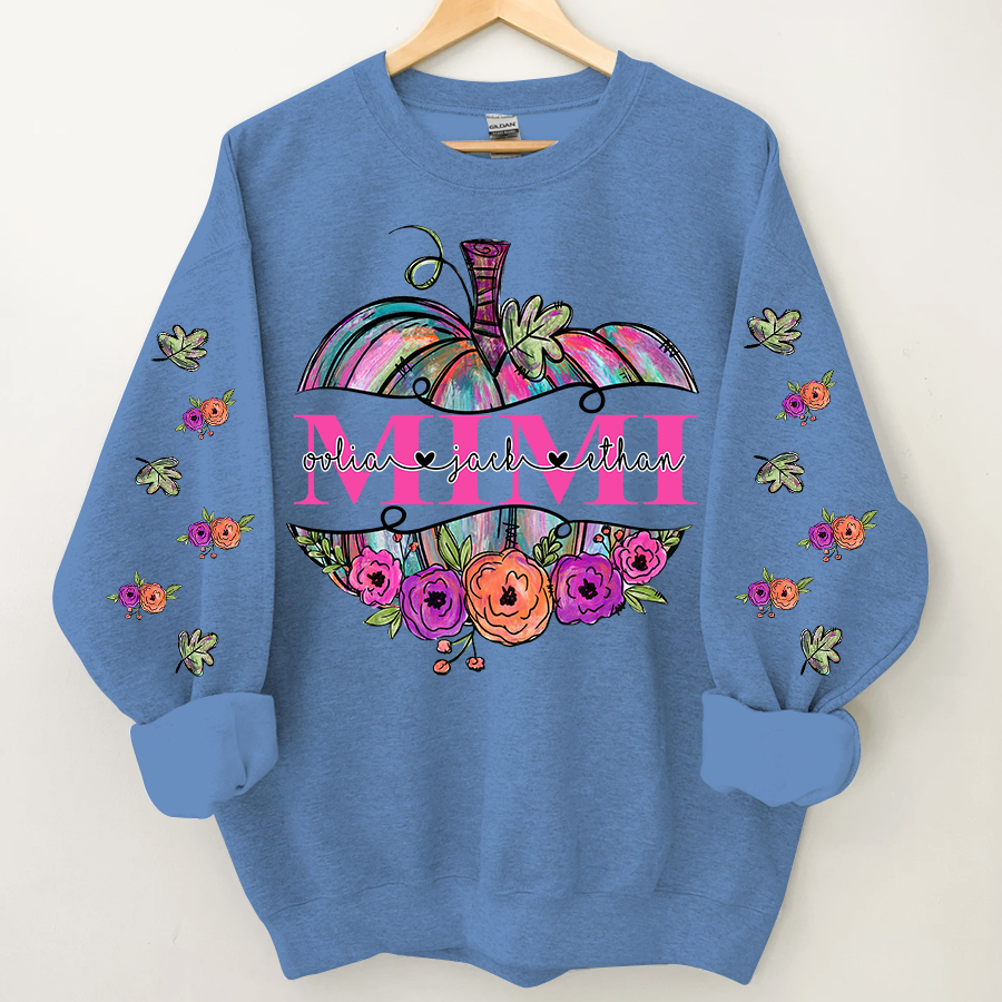 Lofaris Mimi Painted Pumpkin Floral Autumn Custom Sweatshirt