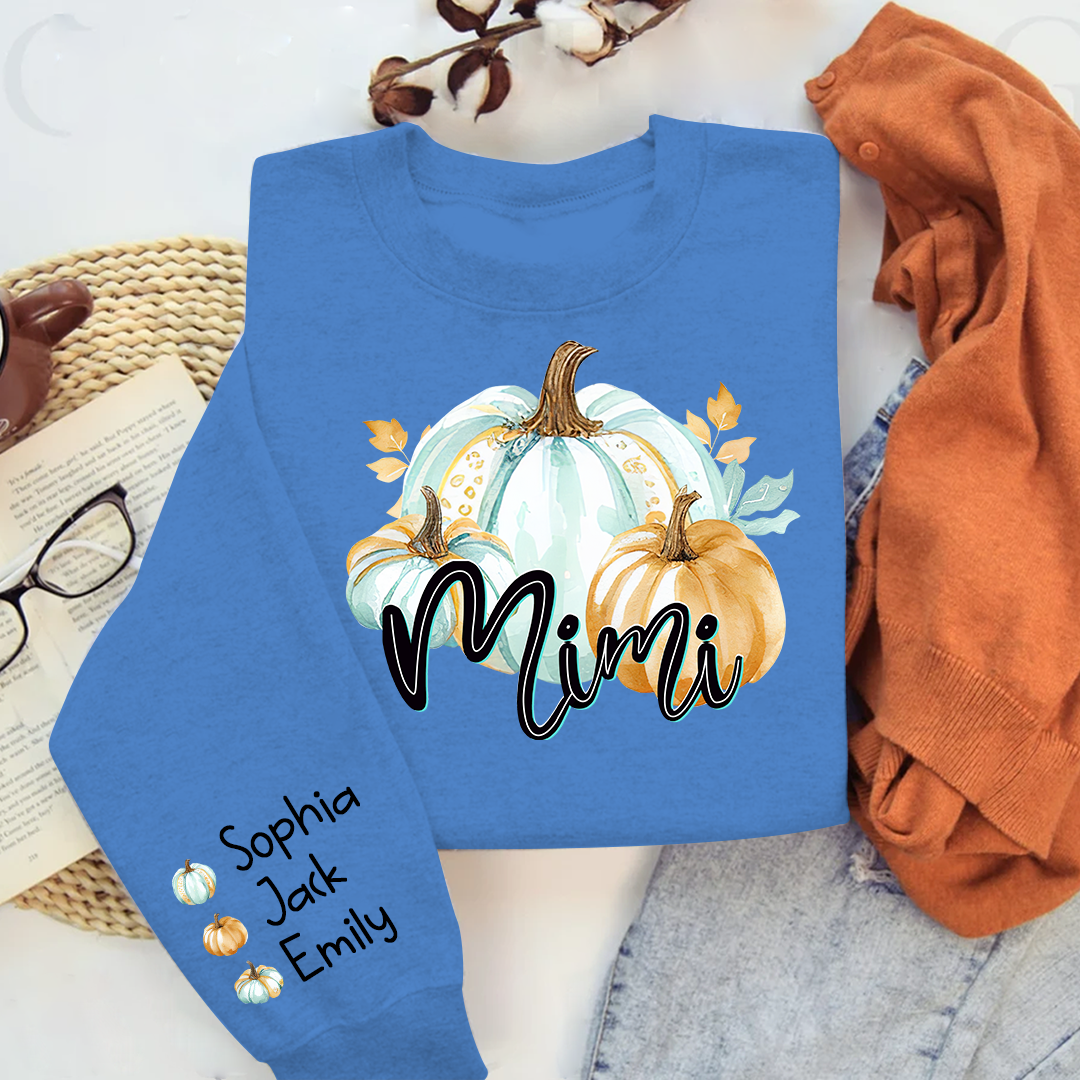 Lofaris Mimi Pumpkin And Grandkids Custom Grandma Sweatshirt