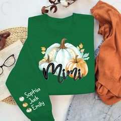 Lofaris Mimi Pumpkin And Grandkids Custom Grandma Sweatshirt