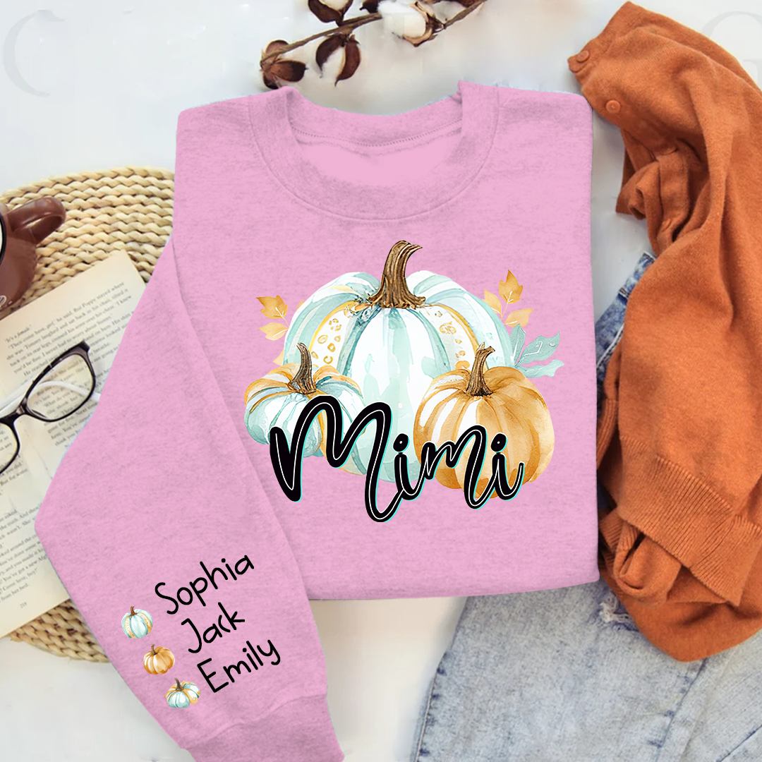 Lofaris Mimi Pumpkin And Grandkids Custom Grandma Sweatshirt