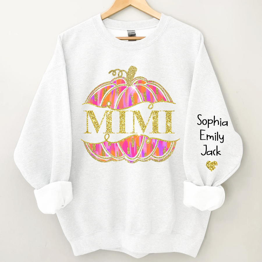 Lofaris Mimi Pumpkin Glitter Kids Autumn Custom Sweatshirt