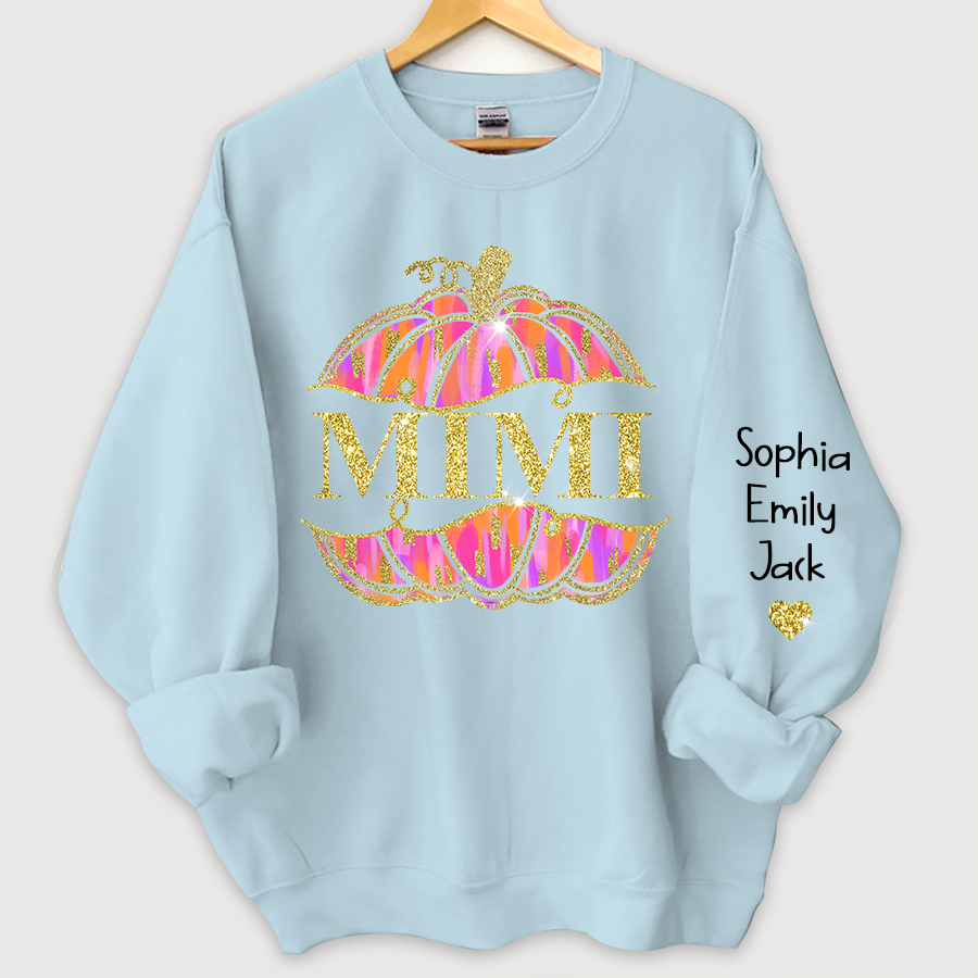 Lofaris Mimi Pumpkin Glitter Kids Autumn Custom Sweatshirt