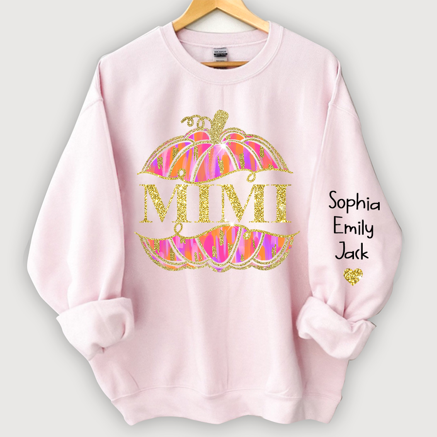 Lofaris Mimi Pumpkin Glitter Kids Autumn Custom Sweatshirt