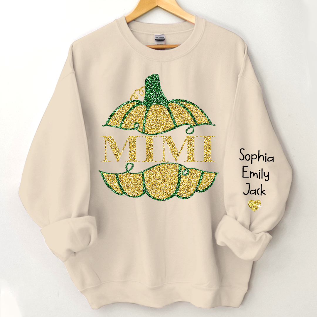 Lofaris Mimi Pumpkin Glitter Yellow Green Autumn Sweatshirt