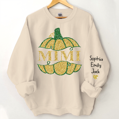 Lofaris Mimi Pumpkin Glitter Yellow Green Autumn Sweatshirt