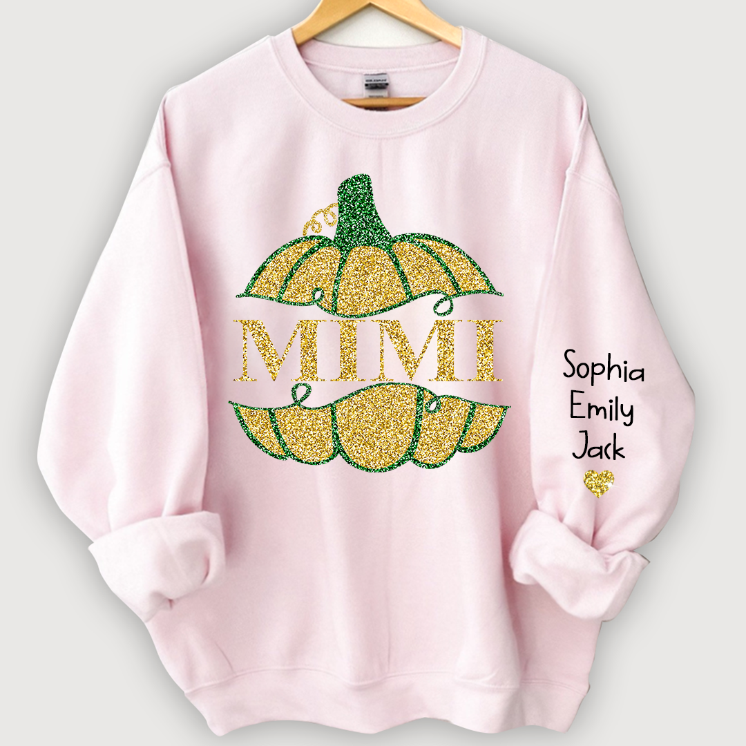 Lofaris Mimi Pumpkin Glitter Yellow Green Autumn Sweatshirt