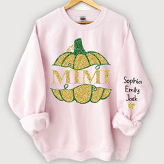 Lofaris Mimi Pumpkin Glitter Yellow Green Autumn Sweatshirt