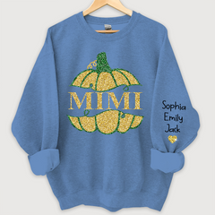 Lofaris Mimi Pumpkin Glitter Yellow Green Autumn Sweatshirt