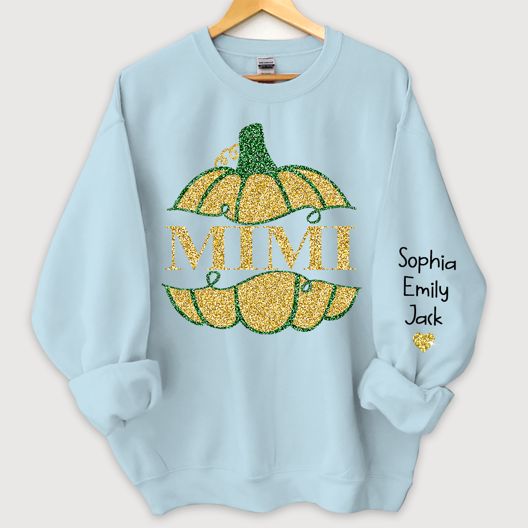 Lofaris Mimi Pumpkin Glitter Yellow Green Autumn Sweatshirt
