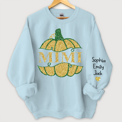 Lofaris Mimi Pumpkin Glitter Yellow Green Autumn Sweatshirt