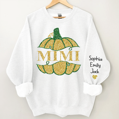 Lofaris Mimi Pumpkin Glitter Yellow Green Autumn Sweatshirt