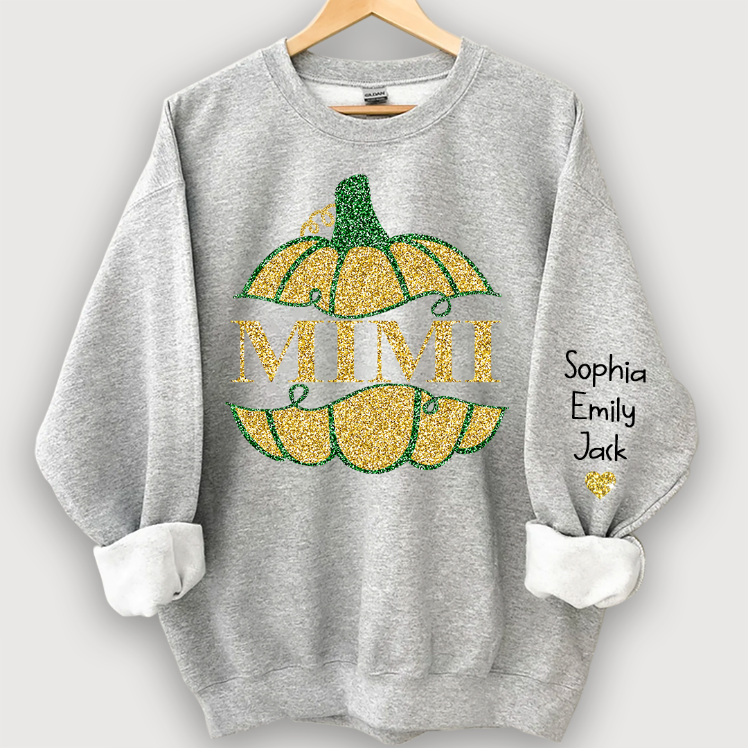 Lofaris Mimi Pumpkin Glitter Yellow Green Autumn Sweatshirt