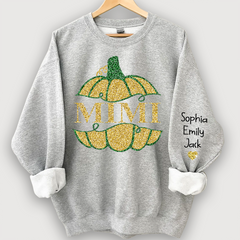 Lofaris Mimi Pumpkin Glitter Yellow Green Autumn Sweatshirt