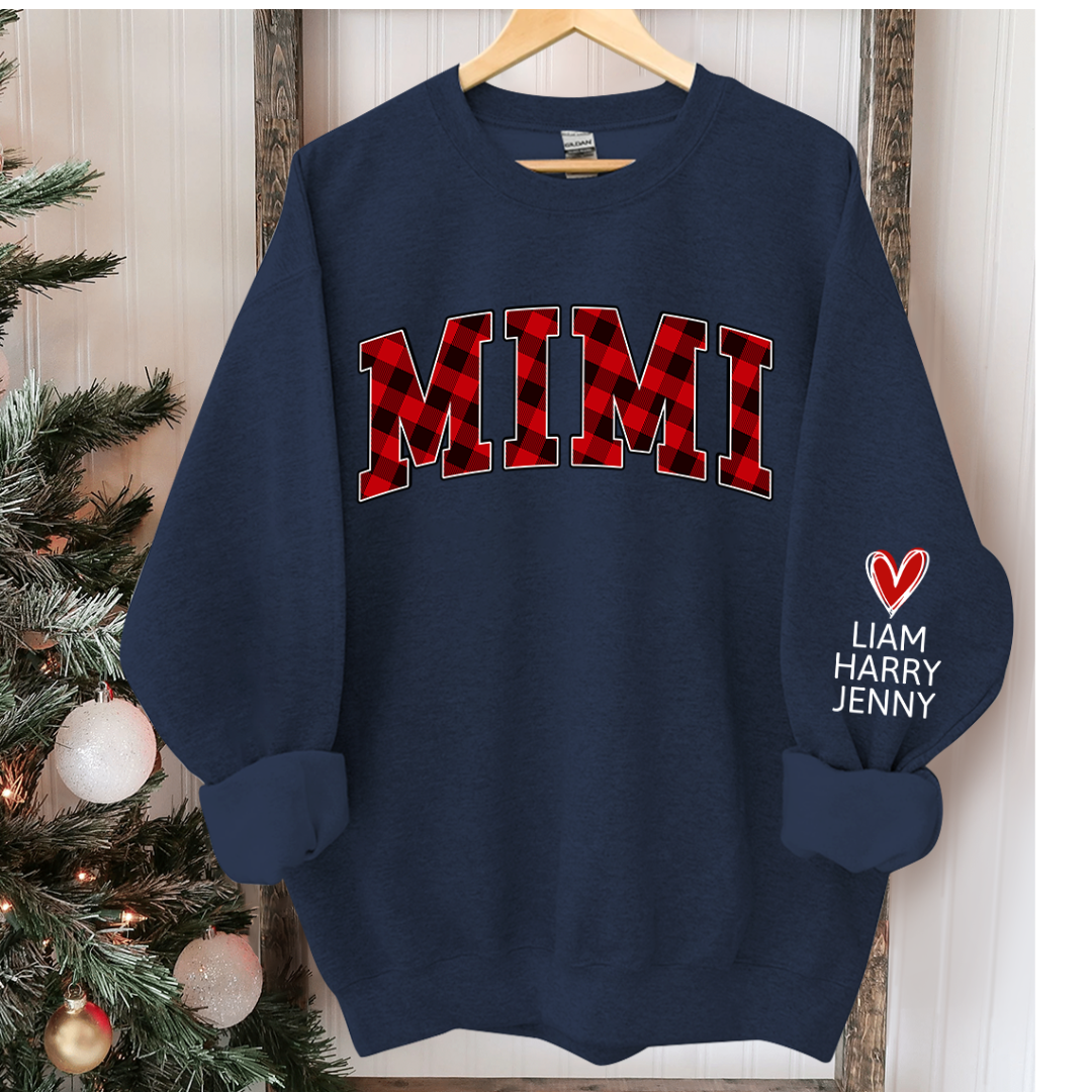 Lofaris Mimi Red Black Plaid Christmas Custom Sweatshirt