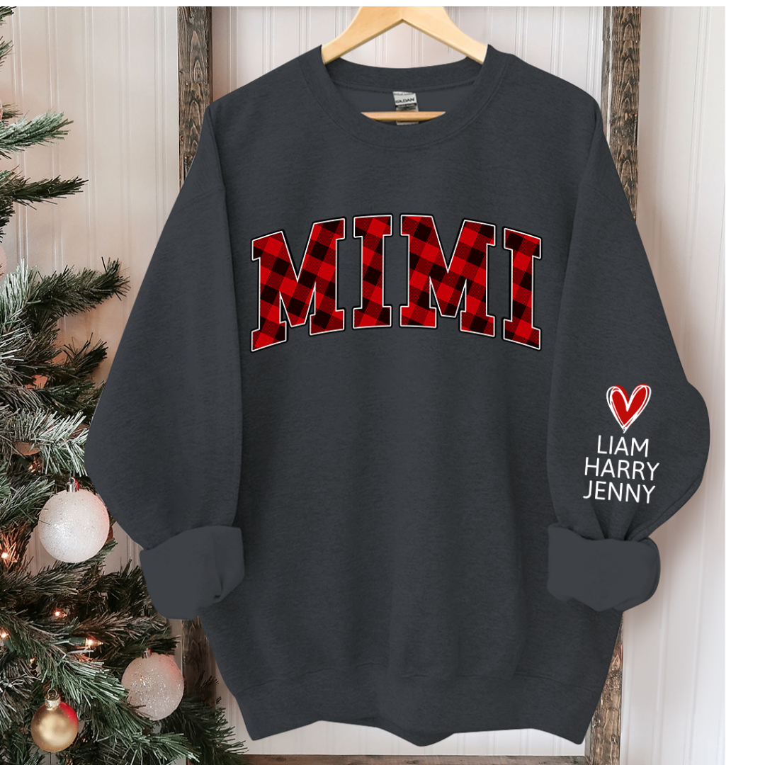 Lofaris Mimi Red Black Plaid Christmas Custom Sweatshirt