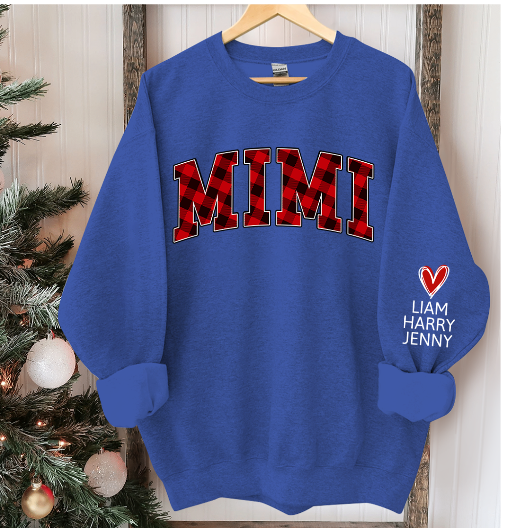 Lofaris Mimi Red Black Plaid Christmas Custom Sweatshirt