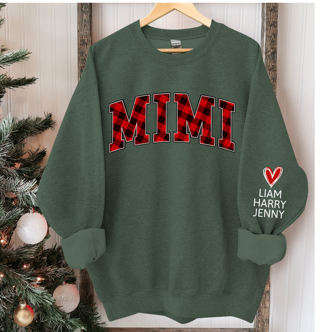 Lofaris Mimi Red Black Plaid Christmas Custom Sweatshirt
