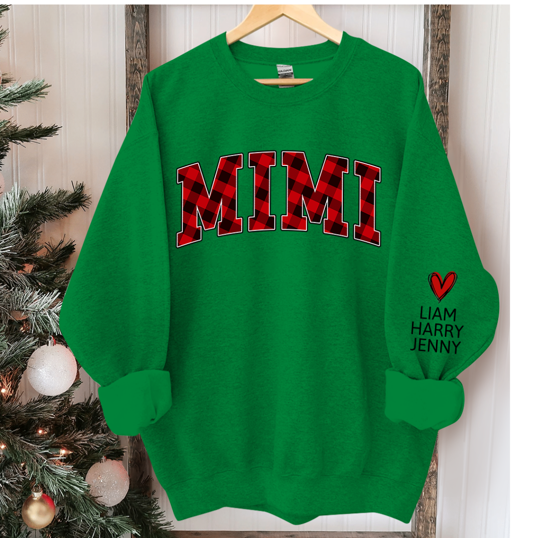 Lofaris Mimi Red Black Plaid Christmas Custom Sweatshirt