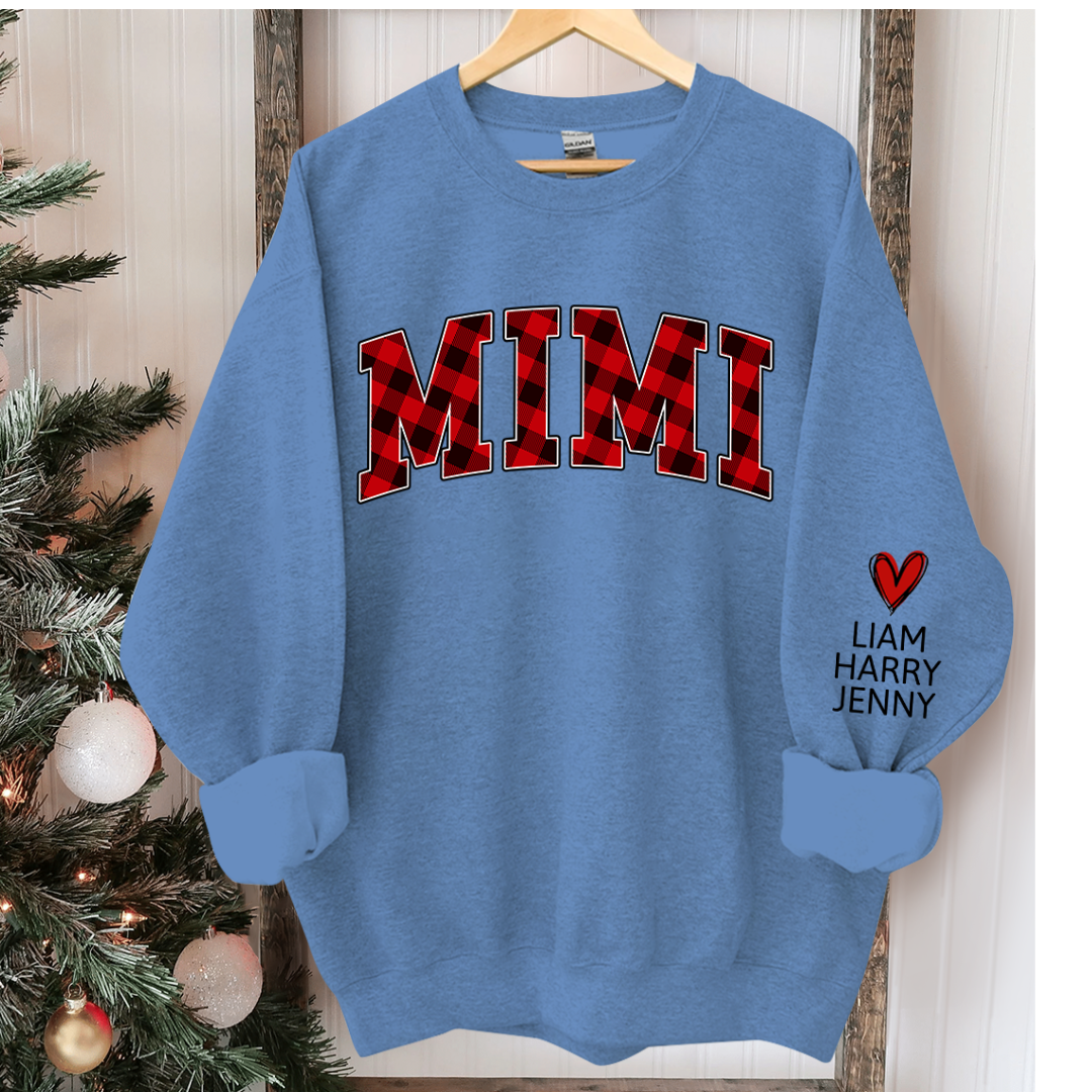 Lofaris Mimi Red Black Plaid Christmas Custom Sweatshirt