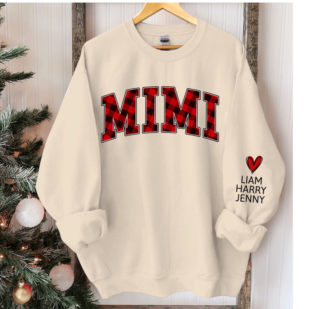 Lofaris Mimi Red Black Plaid Christmas Custom Sweatshirt