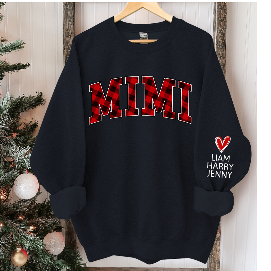 Lofaris Mimi Red Black Plaid Christmas Custom Sweatshirt