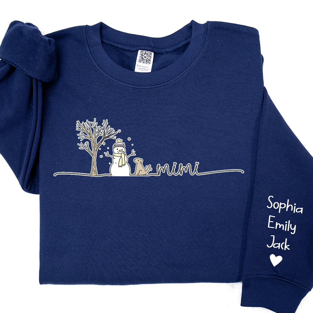 Lofaris Mimi Snowman Grandkids Custom Christmas Sweatshirt