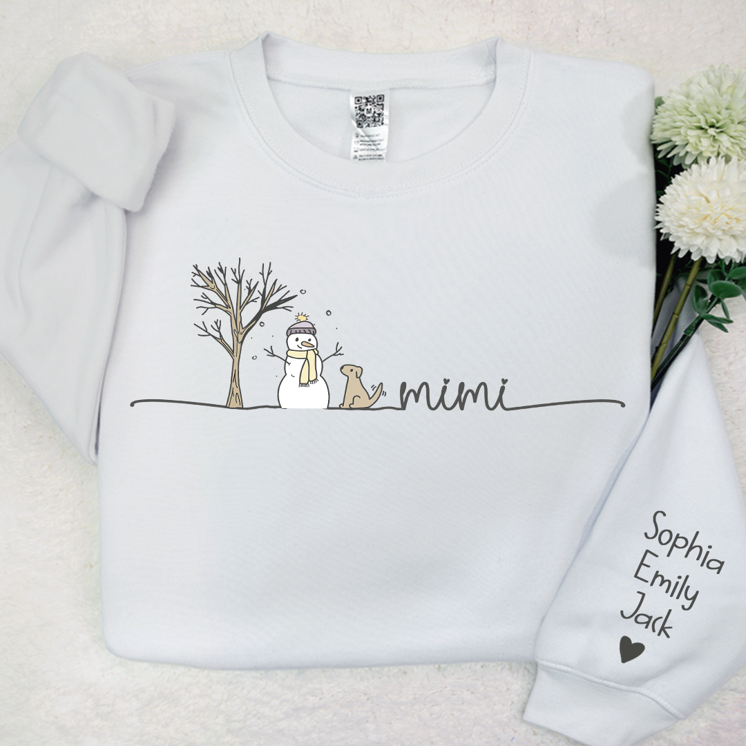 Lofaris Mimi Snowman Grandkids Custom Christmas Sweatshirt