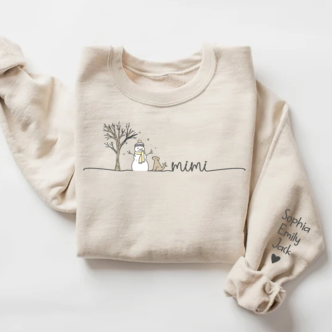 Lofaris Mimi Snowman Grandkids Custom Christmas Sweatshirt