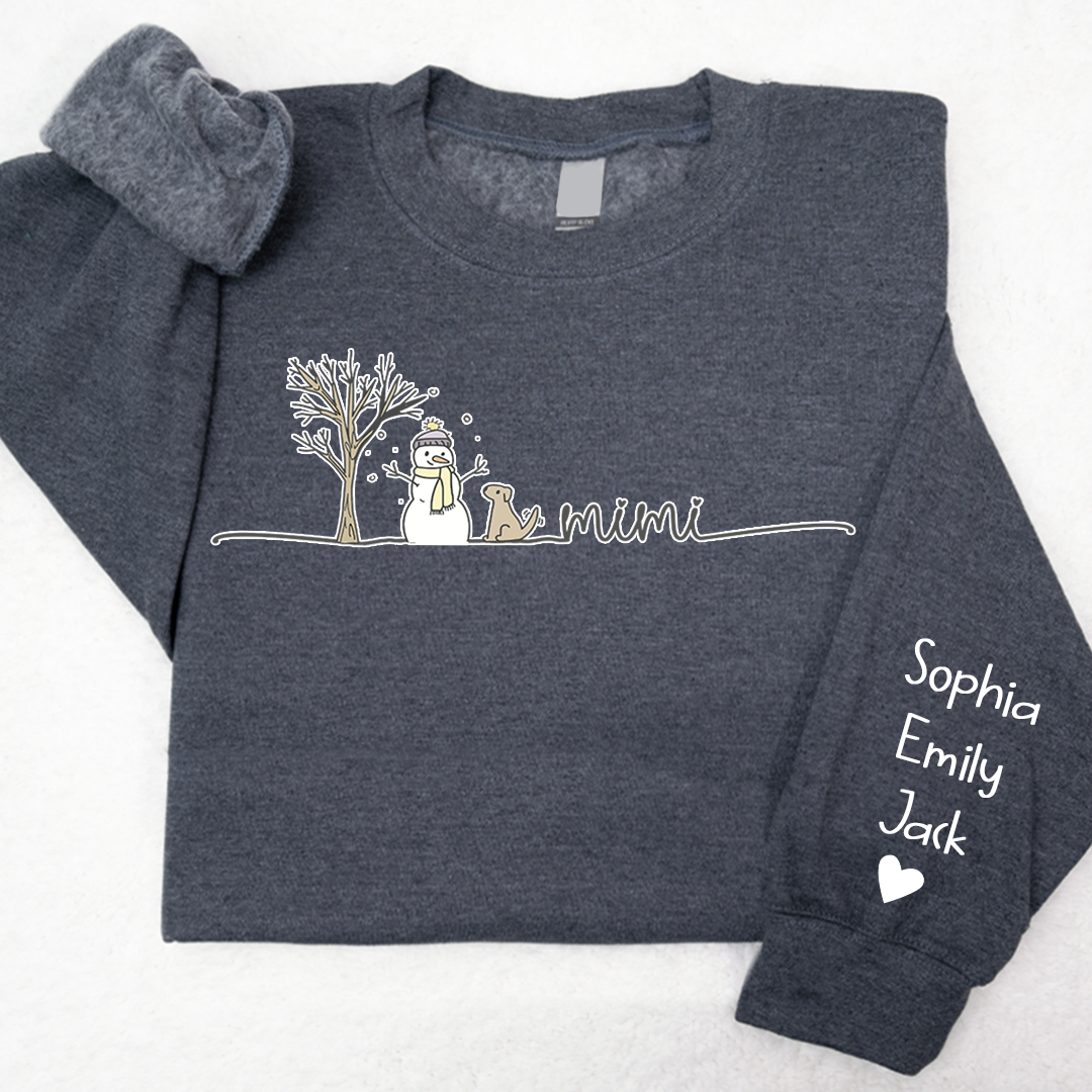 Lofaris Mimi Snowman Grandkids Custom Christmas Sweatshirt