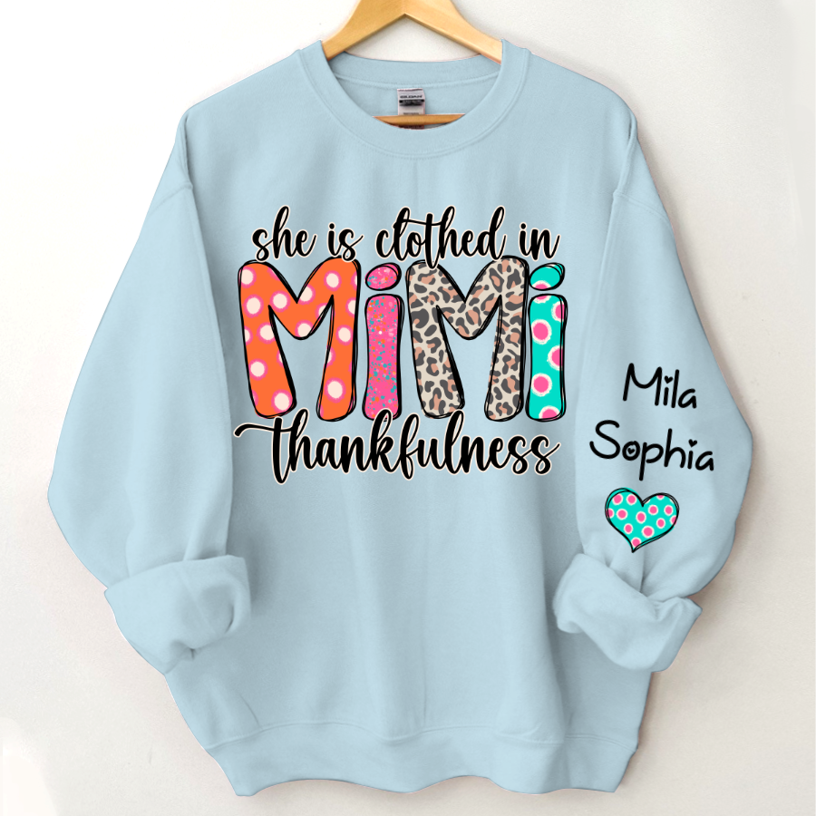 Lofaris Personalized Dots Mimi Thankfulness Kids Sweatshirt