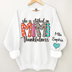 Lofaris Personalized Dots Mimi Thankfulness Kids Sweatshirt